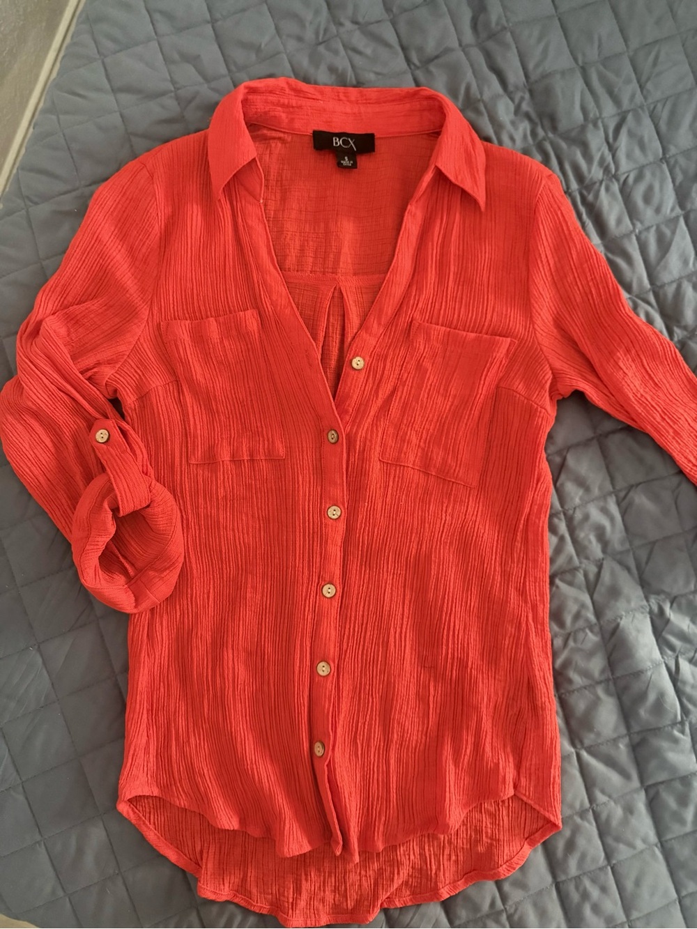 BCX Women's Burnt Orange Button-Up Shirt